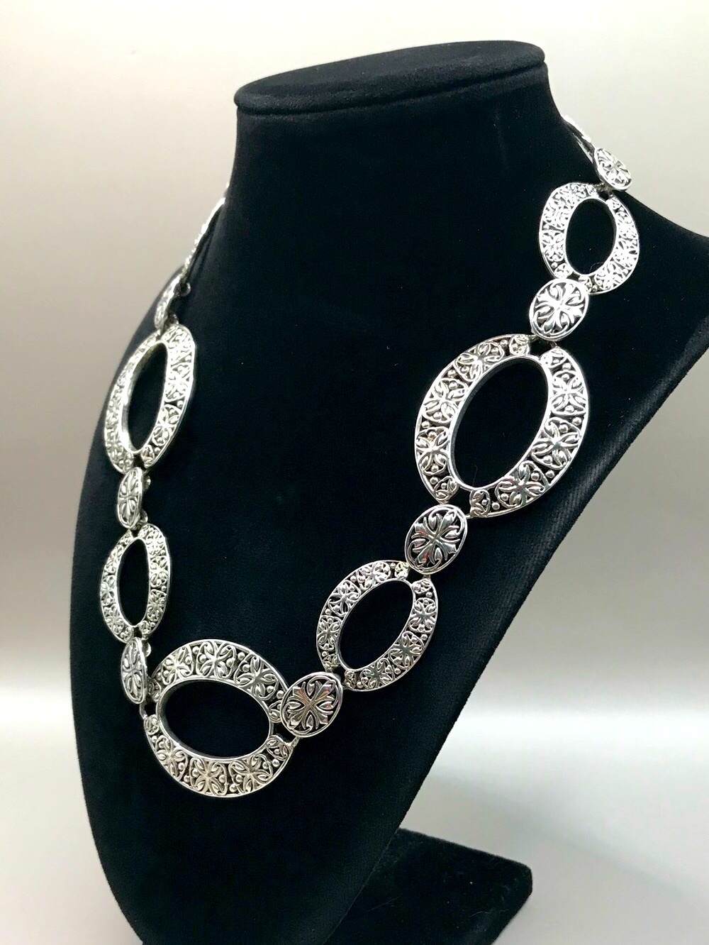 Premier Designs Silver-Tone Filigree Oval Link Necklace